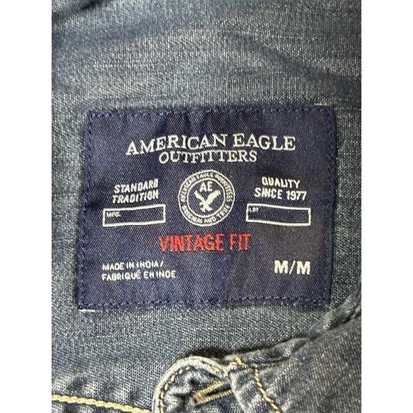 American Eagle Outfitters Jean Jacket Mens Medium Pearl Snap Vintage Fit Denim - Picture 5 of 10